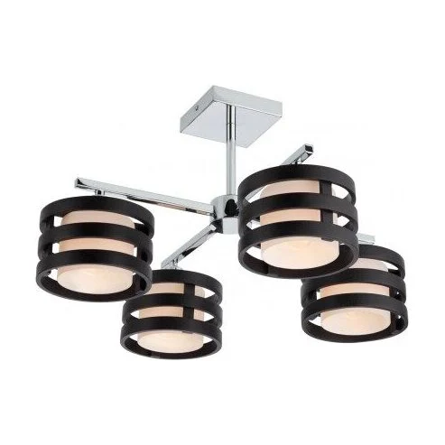 Plafoniera tip lustra Kim 01-627, 4 x E14, crom + alb + wenge