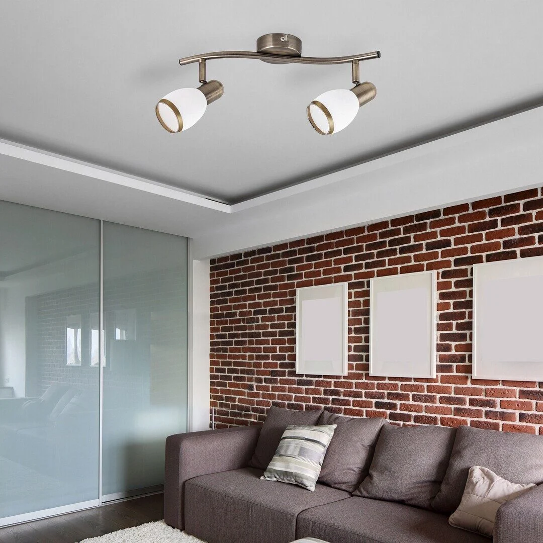 Aplica/Plafoniera Elite cu structura metalica bronz si abajur din sticla 5971 Rabalux
