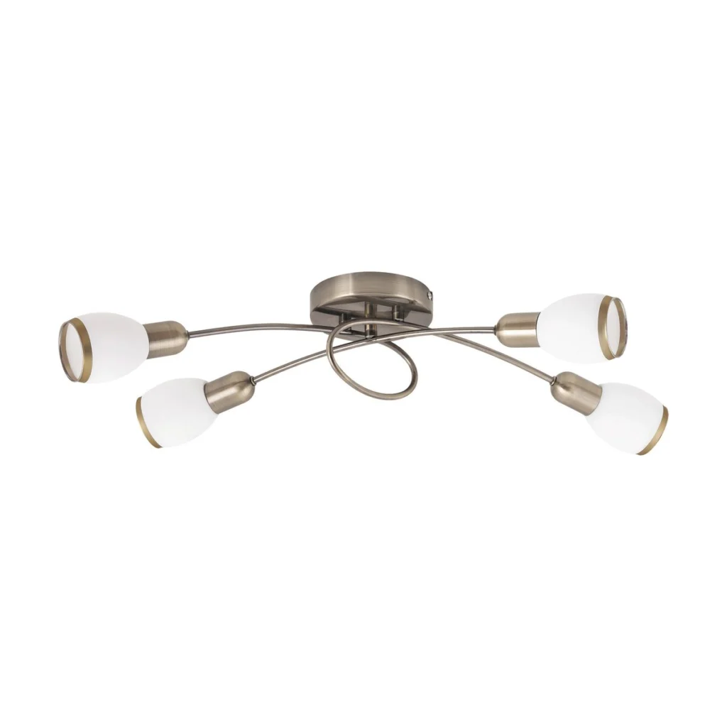 Plafoniera Elite cu structura metalica bronz si abajur din sticla 5973 RABALUX