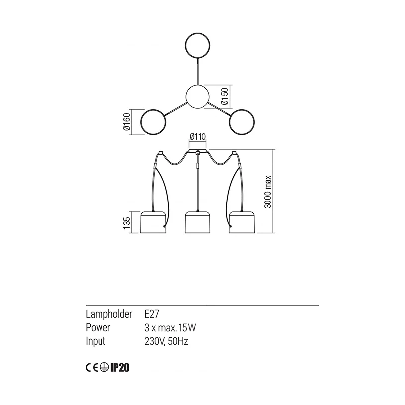 Lustra Dodo 01-1825 alb mat 3XE27 Redo