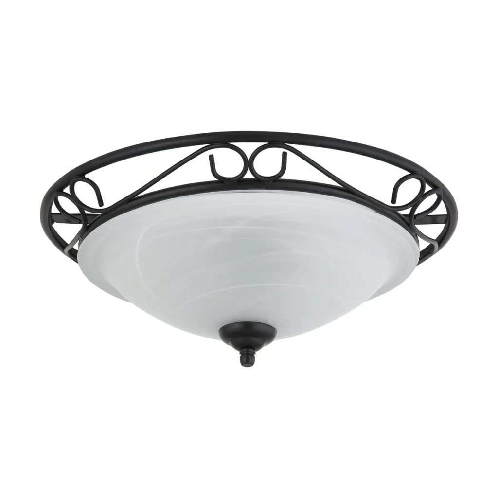 PLAFONIERA DIN METAL NEGRU CU ABJUR DIN STICLA ALBA ATHEN 3722 RABALUX
