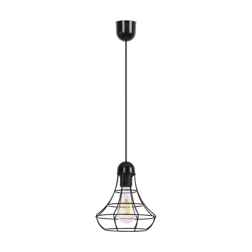 PENDUL STRUCTURA PLASTIC NEGRU CU ABAJUR DE METAL RAMSEY 4649 INDUSTRIAL&NORDIC RABALUX
