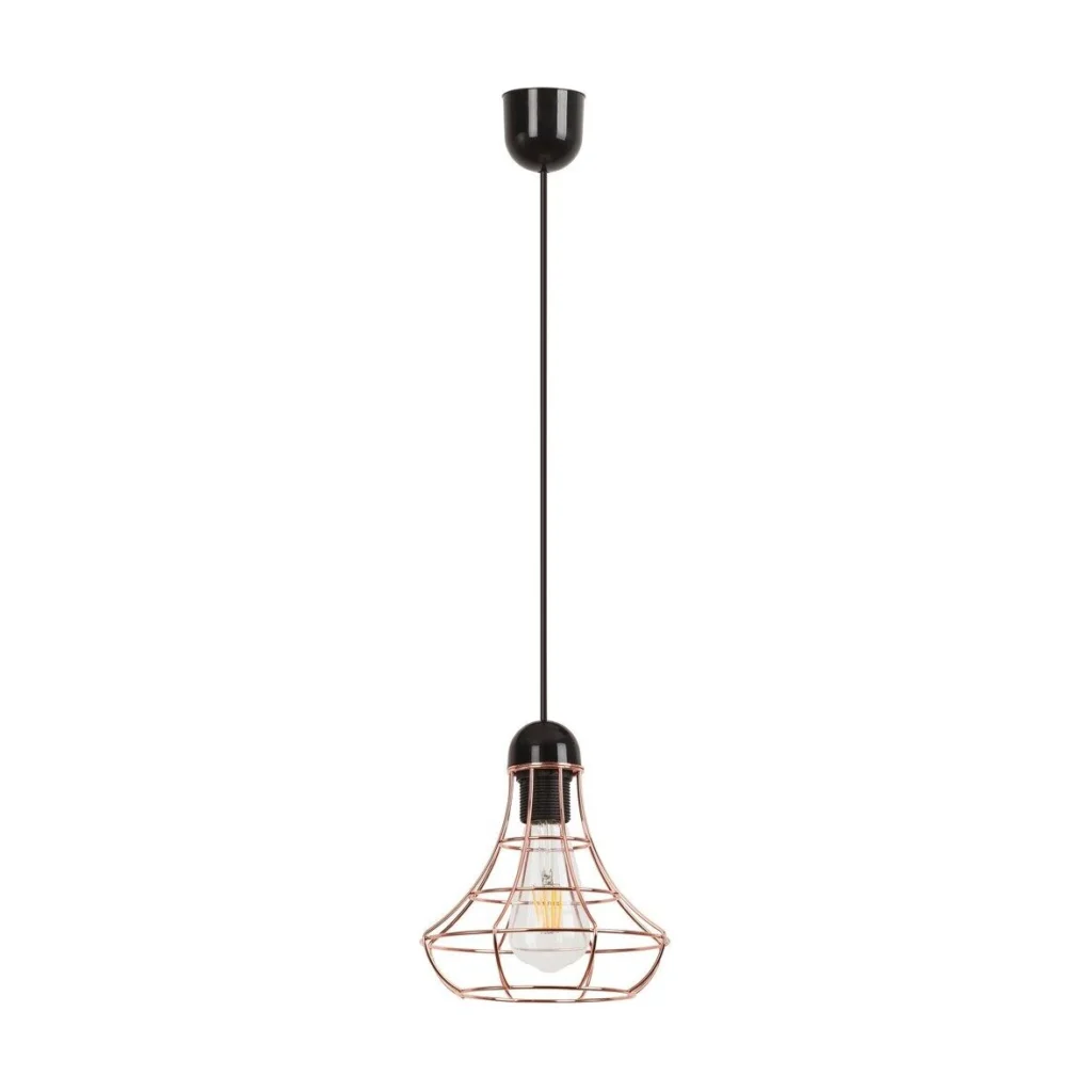 PENDUL STRUCTURA PLASTIC NEGRU CU ABAJUR DIN CUPRU RAMSEY 4650 INDUSTRIAL&NORDIC RABALUX