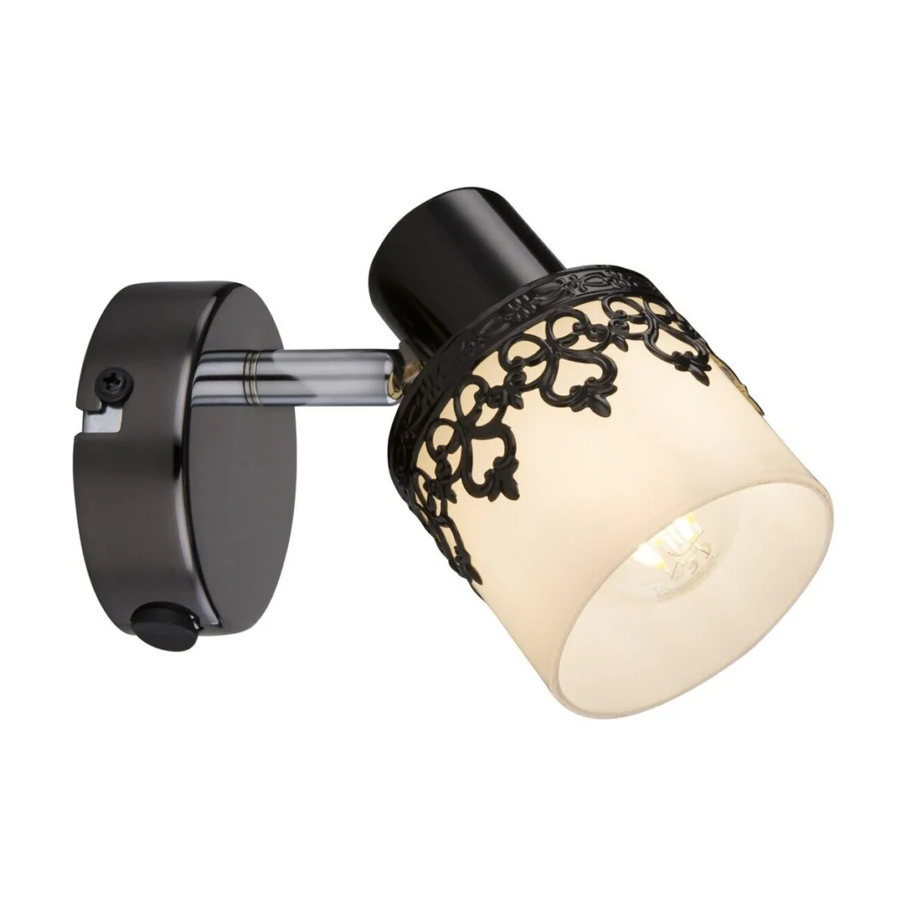 LAMPA SPOT DE PERETE DIN METAL NEGRU CU ABAJUR DIN STICLA LACEY 5341 RABALUX