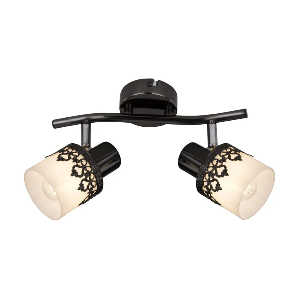 LAMPA SPOT DUBLA DIN METAL NEGRU CU ABAJUR DIN STICLA LACEY 5342 RABALUX