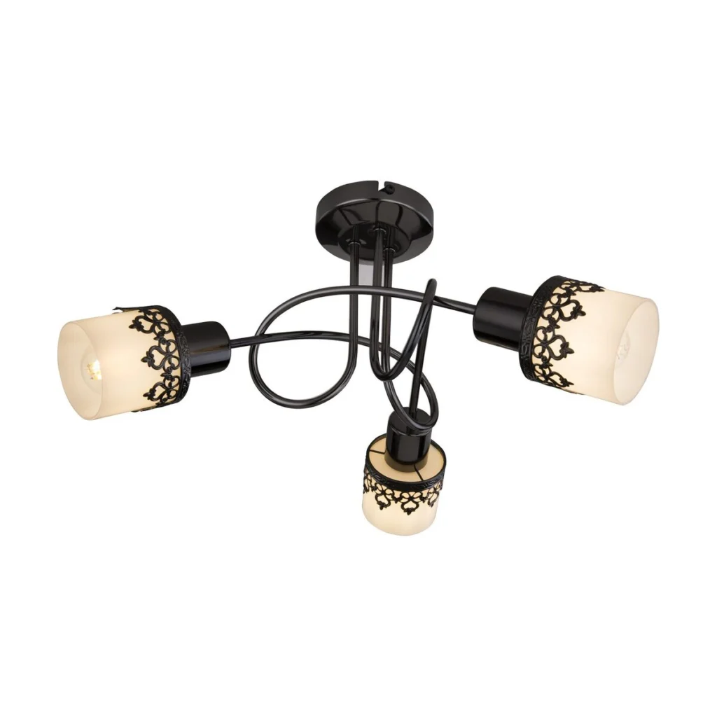 PLAFONIERA CU TREI ELEMENTE STRUCTURA METALICA CU ABAJUR DIN STICLA LACEY 5343 RABALUX