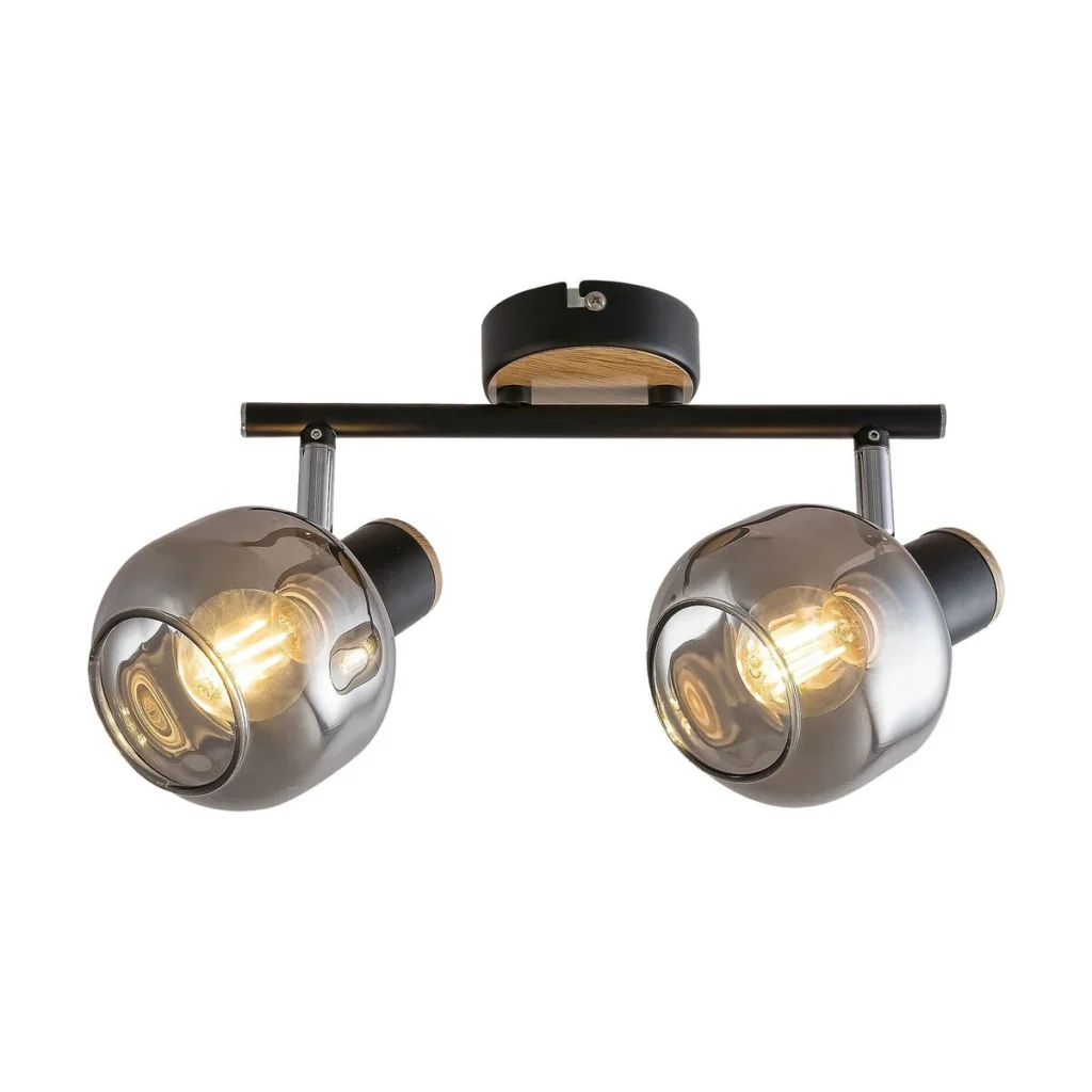 LAMPA DUBLA DIN METAL CU ABAJUR DIN STICLA FUMURIU SALAZAR 5398 RABALUX