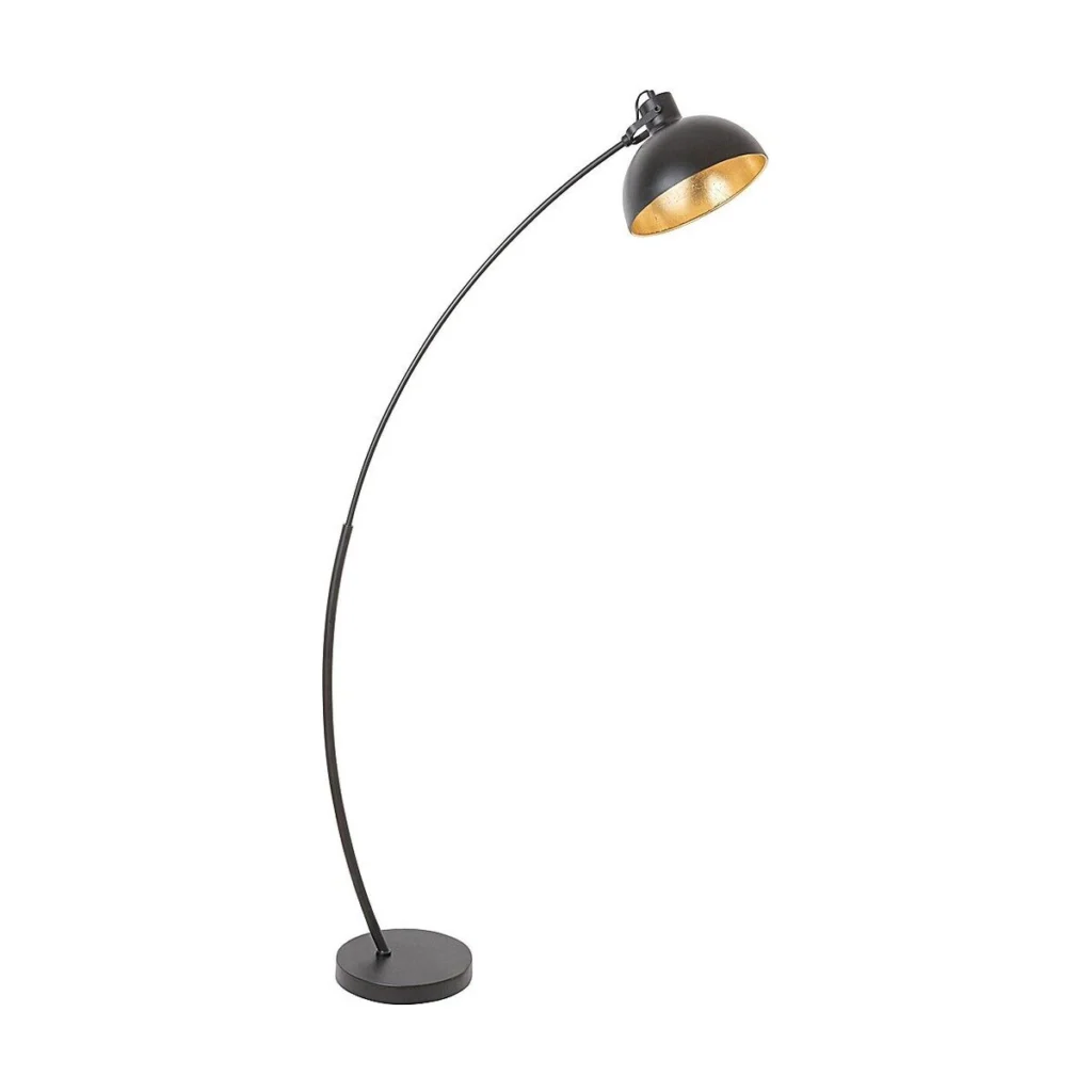 LAMPADAR METAL NEGRU SI ABAJUR CU FOLIE AURIE OTTO 5592 INDUSTRIAL&NORDIC RABALUX
