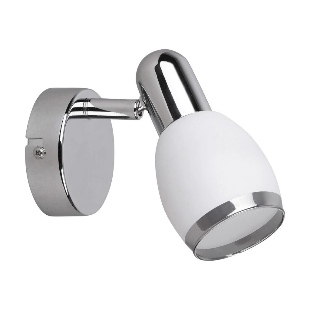 LAMPA DE PERETE METAL CROMAT CU ABAJUR ALB DIN STICLA ELITE 6060 RABALUX