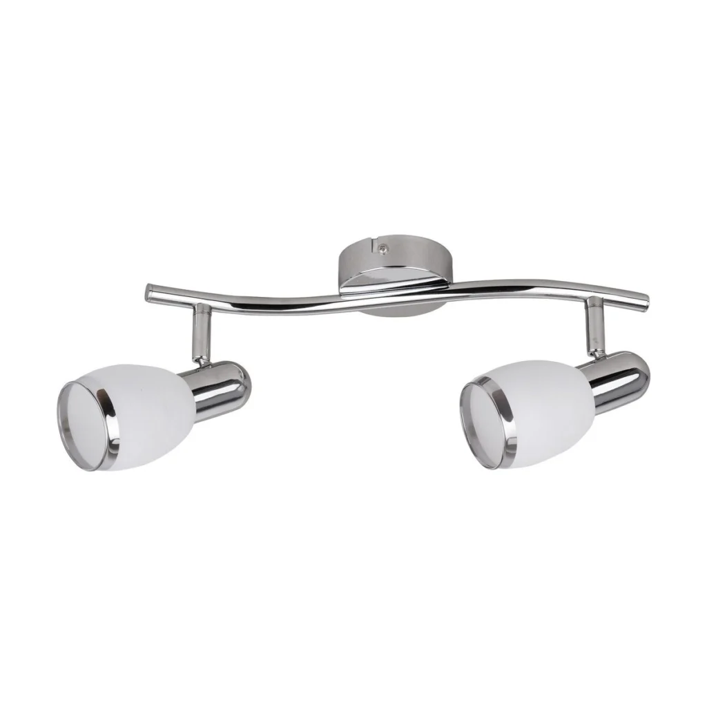 LAMPA SPOT DUBLA METAL CROMAT CU ABAJUR ALB DIN STICLA ELITE 6061 RABALUX