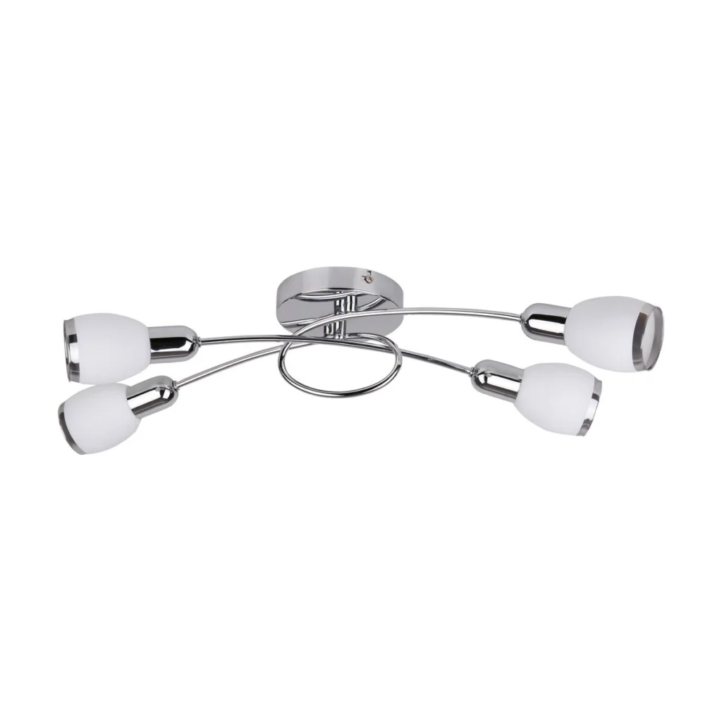 PLAFONIERA CU PATRU ELEMENTE METAL CROMAT CU ABAJUR ALB DIN STICLA ELITE 6063 RABALUX