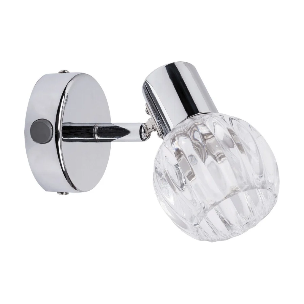 LAMPA SPOT DE PERETE DIN METAL CROMAT SI ABAJUR STICLA TRANSPARENT LAUREN 6091 RABALUX