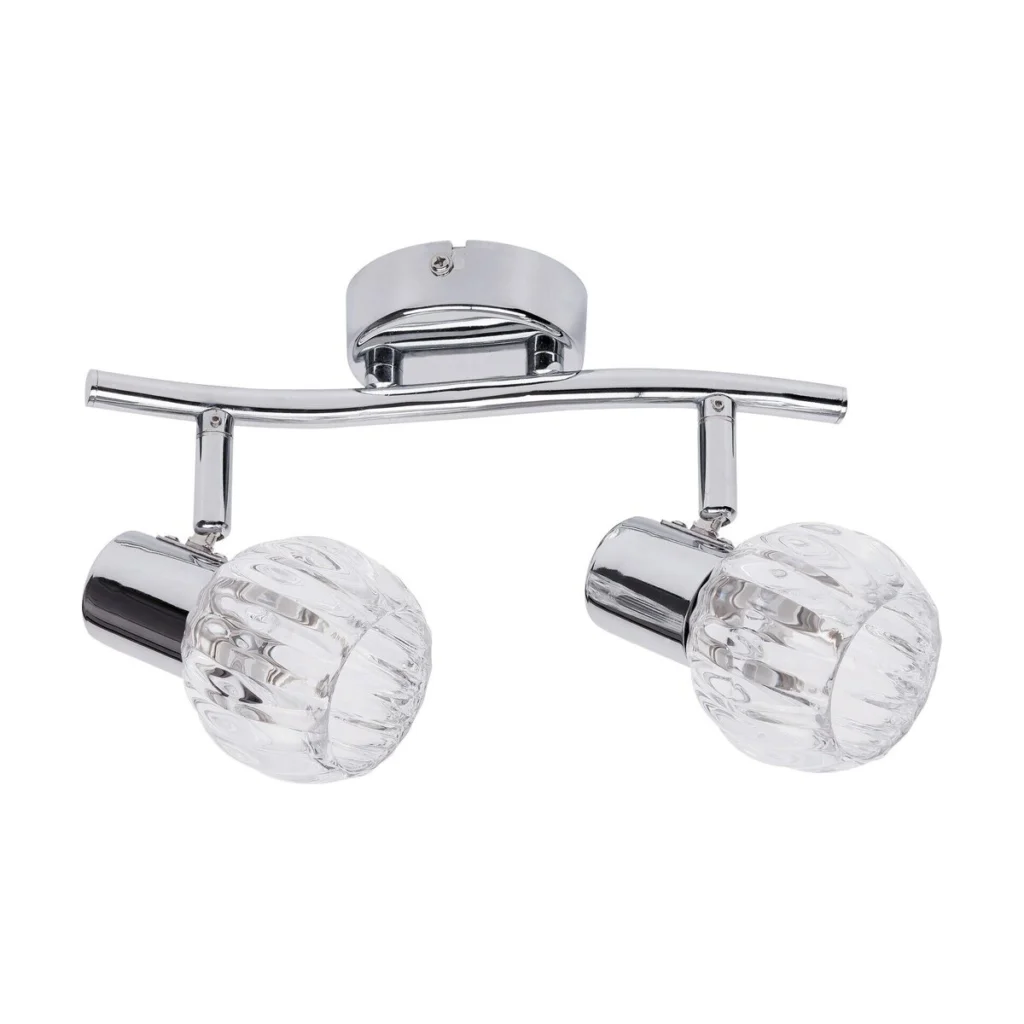 LAMPA SPOT DUBLA STRUCTURA METAL CROMAT SI ABAJUR TRANSPARENT DIN STICLA LAUREN 6092 RABALUX