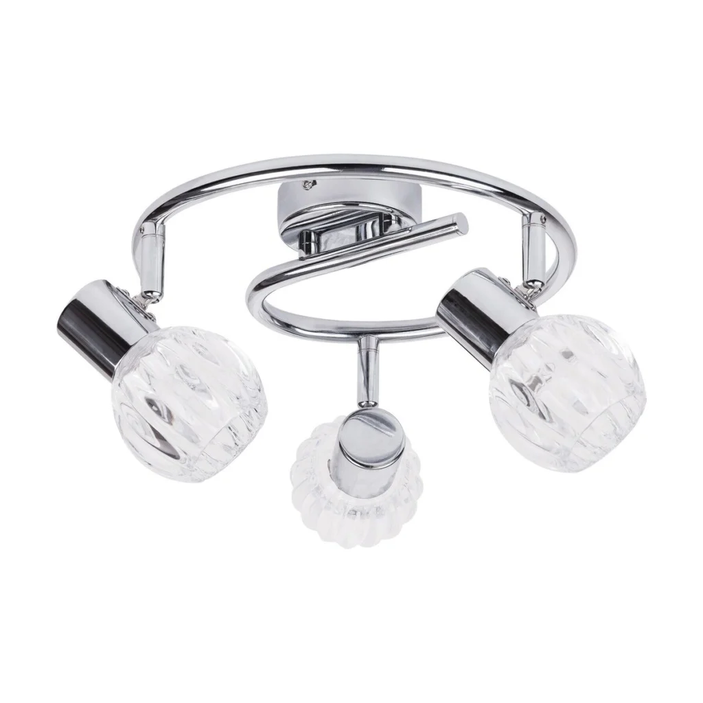 LAMPA SPOT CU TREI ELEMENTE STRUCTURA METAL CROMAT SI ABAJUR TRANSPARENT DIN STICLA LAUREN 6093 RABALUX