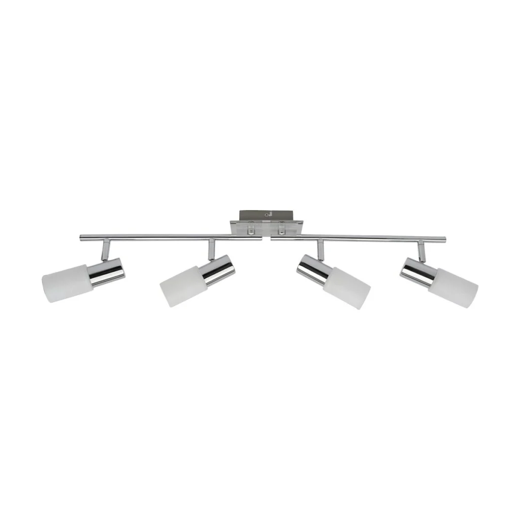 LAMPA SPOT CU PATRU ELEMENTE METAL/CROM CU ABAJUR ALB DIN STICLA LOGAN 6099 RABALUX