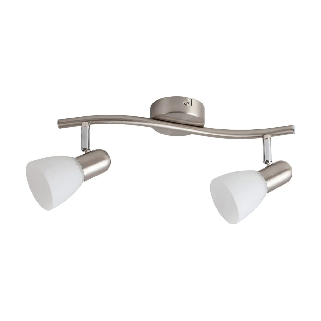 LAMPA SPOT DUBLA DIN METAL CROMAT SI ABAJUR ALB DIN STICLA SOMA 6302 RABALUX