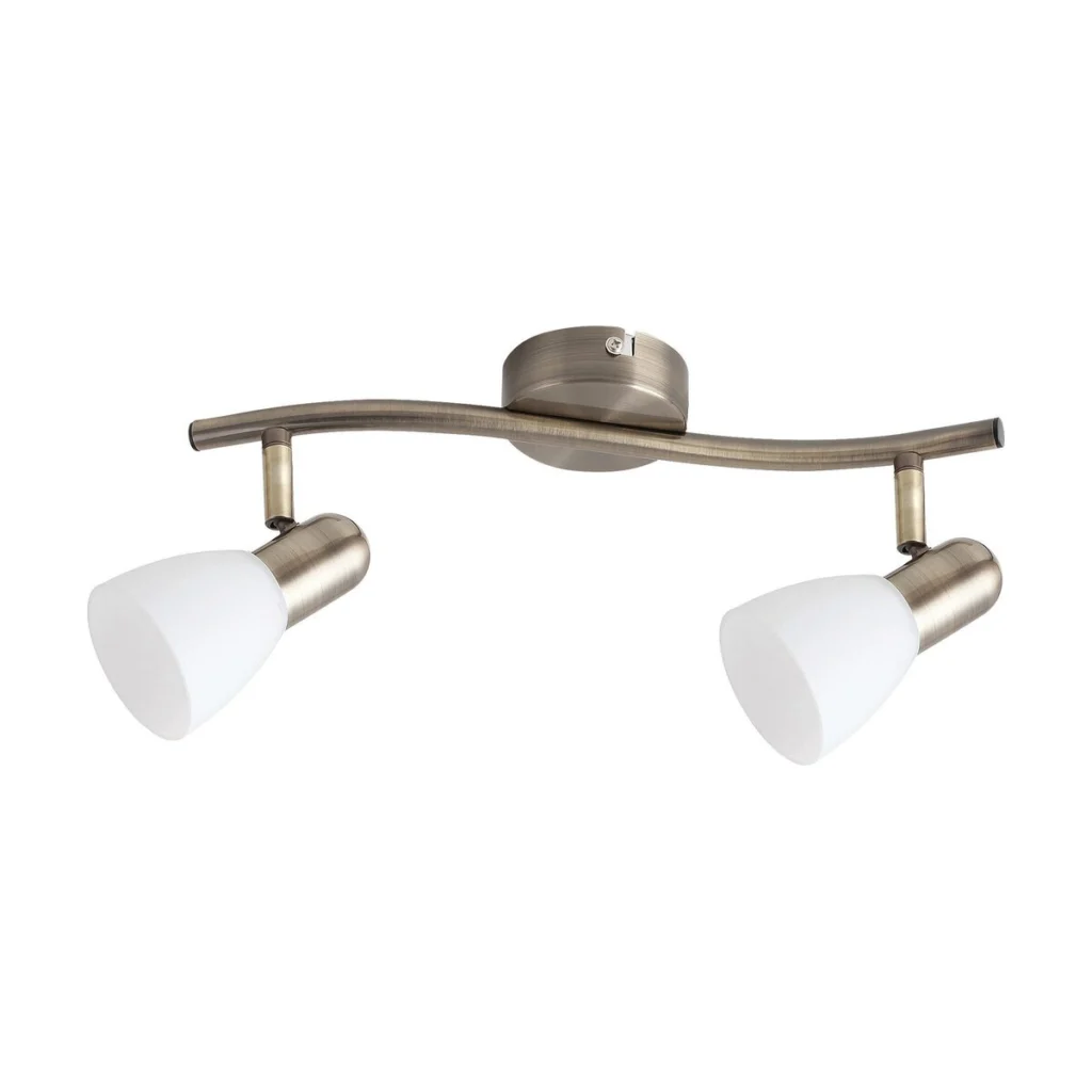LAMPA SPOT DUBLA BRONZ SI ABAJUR ALB DIN STICLA SOMA 6307 RABALUX