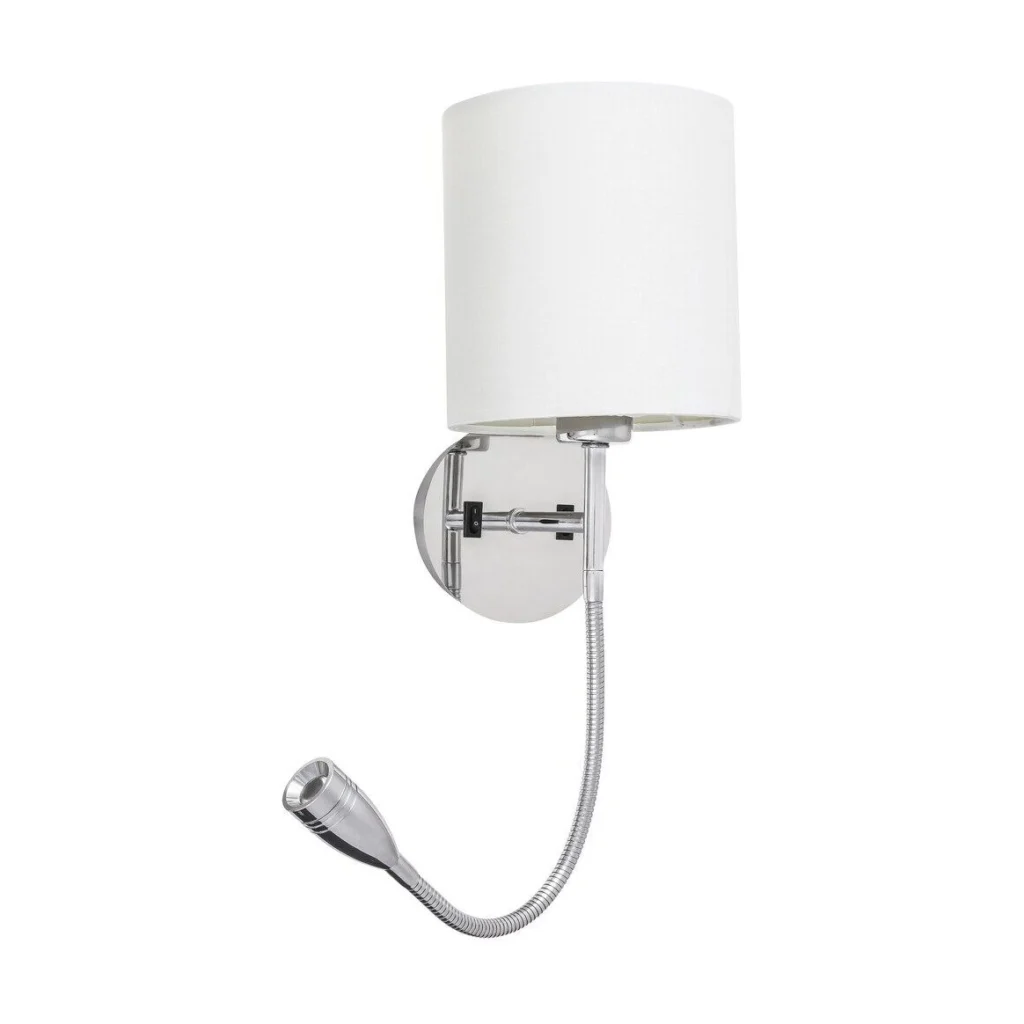 Lampa de perete metal cromat cu abajur din geam alabastru alb LARKIN 6529 RABALUX