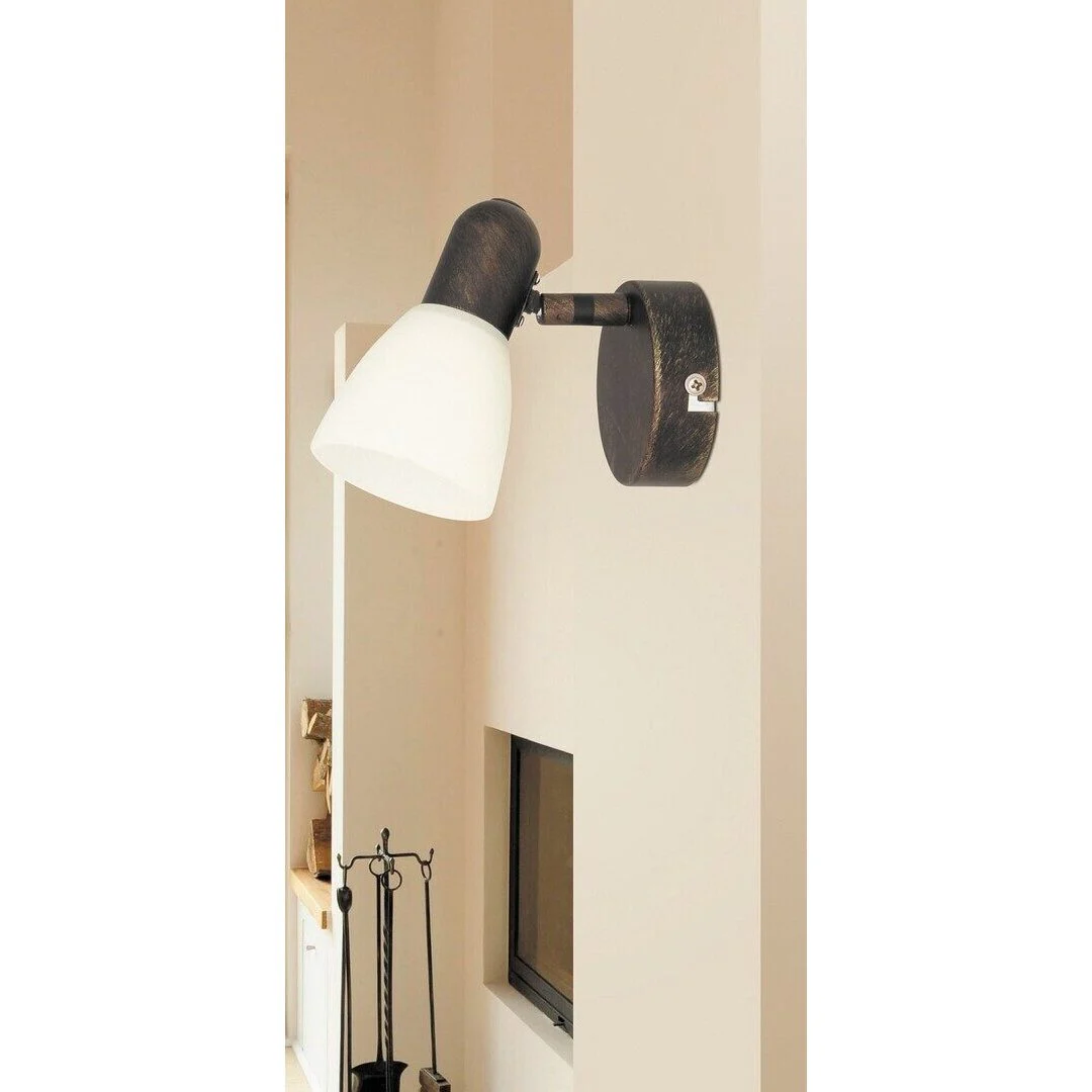 LAMPA DE PERETE METAL/MARO ANTIC CU ABAJUR CREM DIN STICLA SOMA 6591 RABALUX