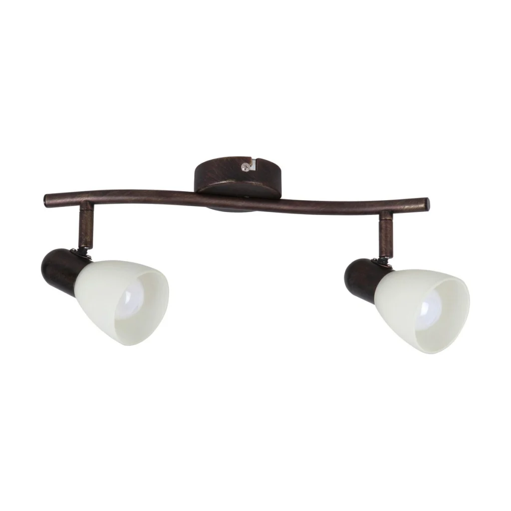 LAMPA SPOT DUBLA METAL / MARO ANTIC SI ABAJUR CREM DIN STICLA SOMA 6592 RABALUX