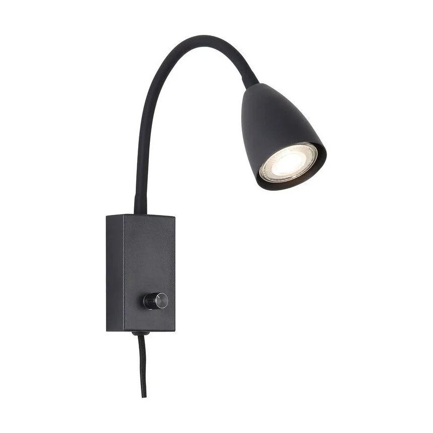 Lampa moderna metal negru si cablu cu teaca textila MIKA 6719 Rabalux