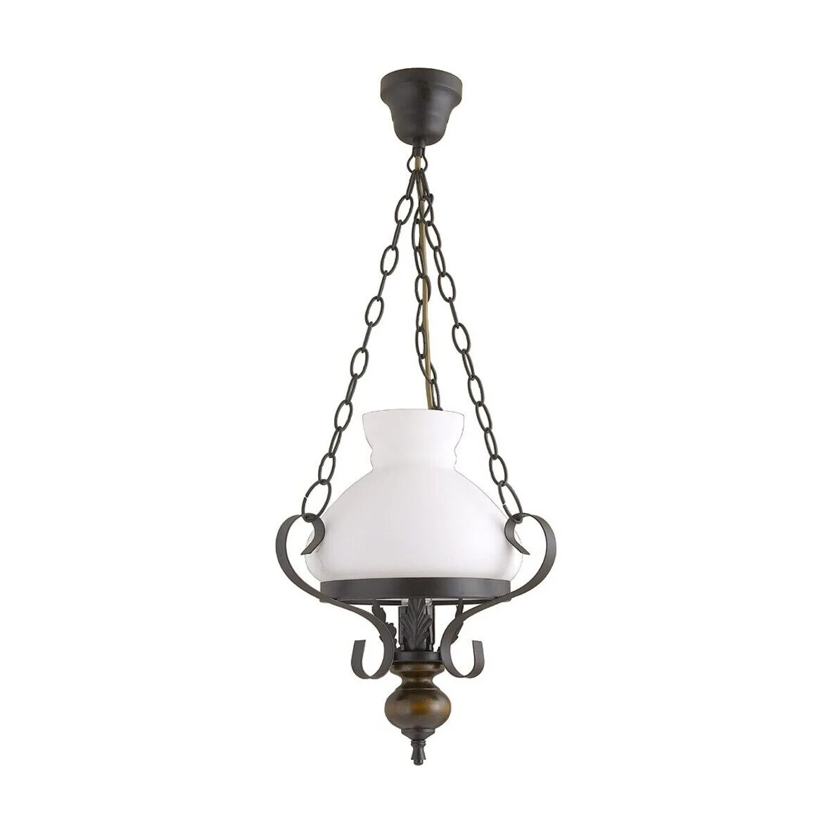 CANDELABRU METAL/LEMN NEGRU MAT CU ABAJUR DIN STICLA OPAL PETRONEL 7076 RABALUX
