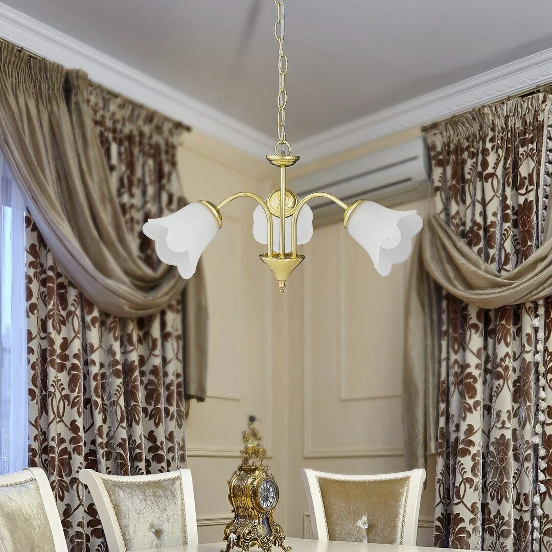 CANDELABRU DIN METAL AURIU CU ABAJUR DIN STICLA RAFAELLA 7233 RABALUX