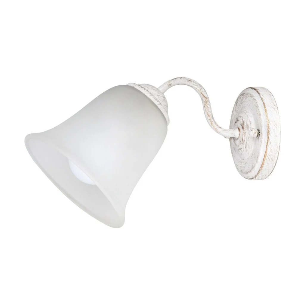 LAMPA DE PERETE ALB ANTICHIZAT CU ABAJUR DIN STICLA FABIOLA 7259 RABALUX