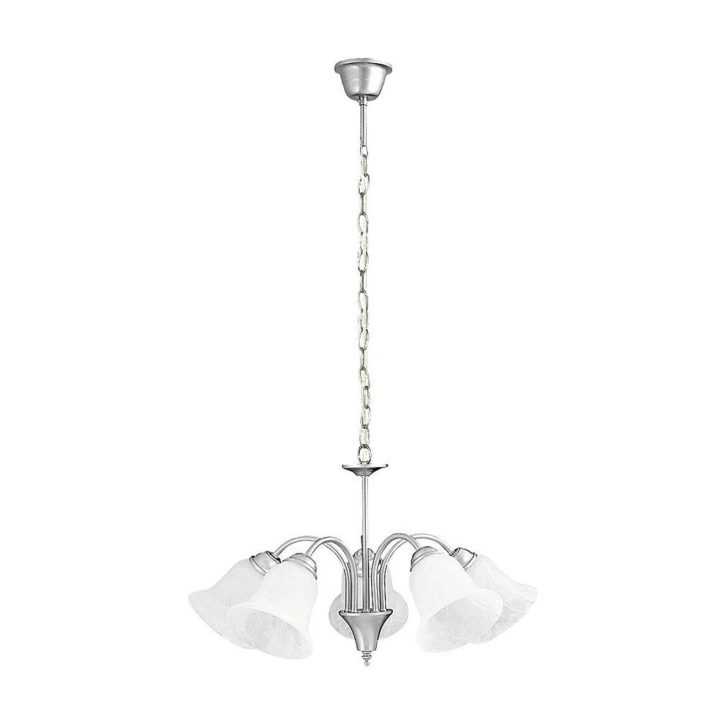 CANDELABRU STANDARD CROMAT CU ABAJUR DIN GEAM ALABASTRU ALB FRANCESCA 7365 RABALUX
