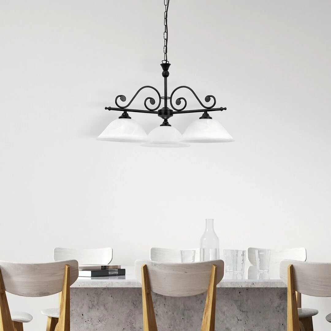 CANDELABRU METAL NEGRU MAT CU ABAJUR DIN STICLA DOROTHEA 7773 RABALUX