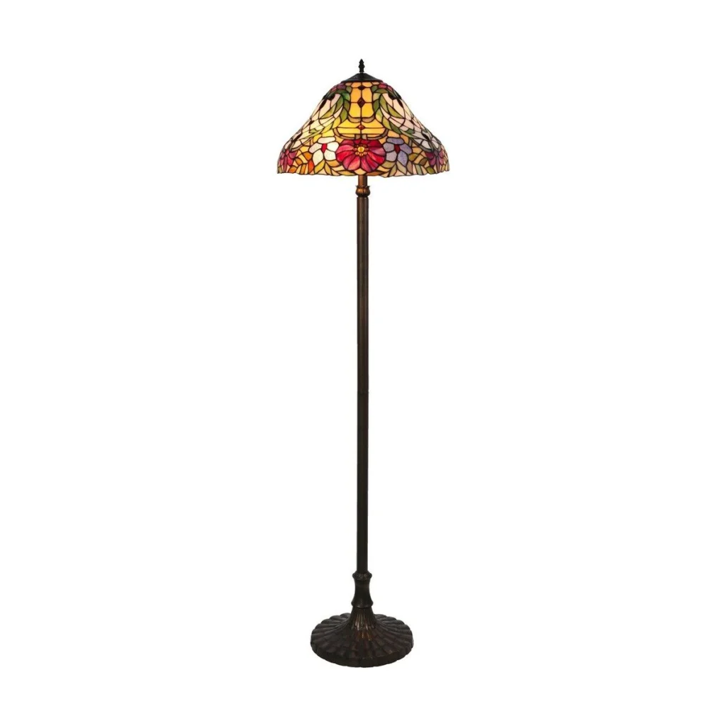 LAMPADAR BRONZ CU ABAJUR DIN STICLA TIFFANY MULTICOLOR MIRELLA 8088 RABALUX