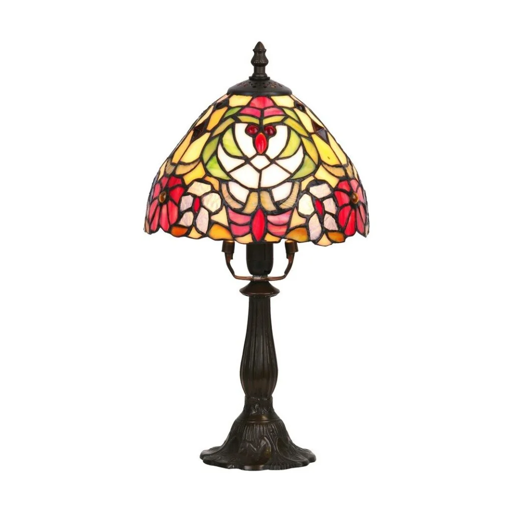 VEIOZA BRONZ CU ABAJUR DIN STICLA TIFFANY MULTICOLOR MIRELLA 8089
