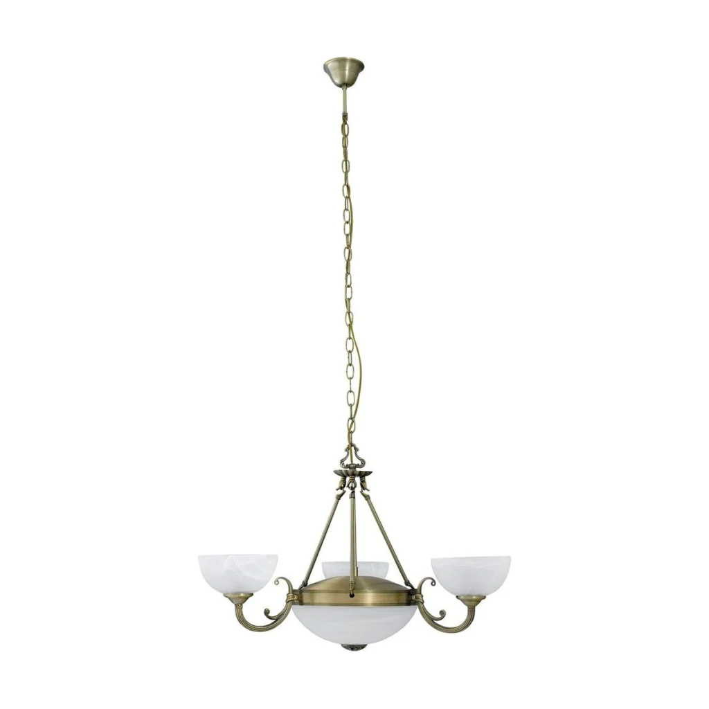 CANDELABRU CLASIC BRONZ CU ABAJUR DIN GEAM ALABASTRU ALB MARLENE 8543 RABALUX