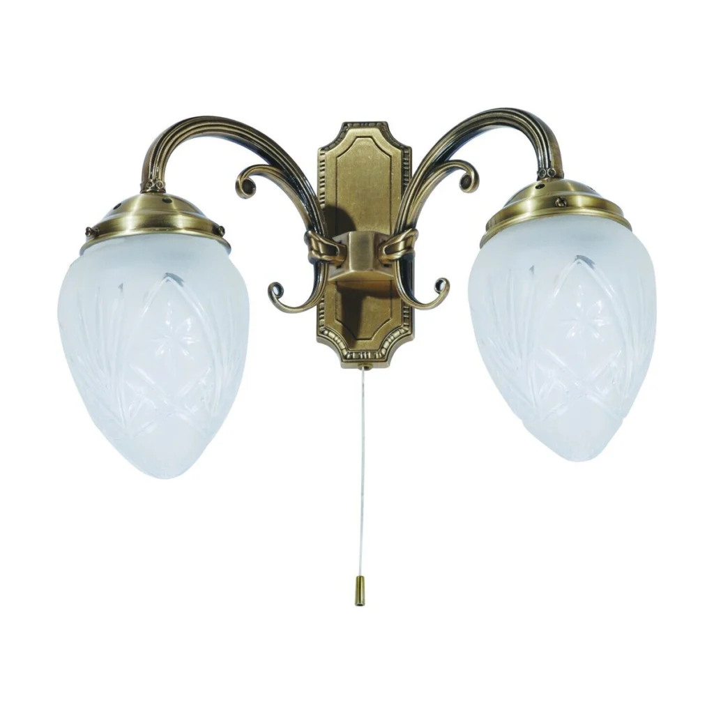 LAMPA DE PERETE DUBLA CLASICA BRONZ CU ABAJUR DIN STICLA ANNABELLA 8632 RABALUX