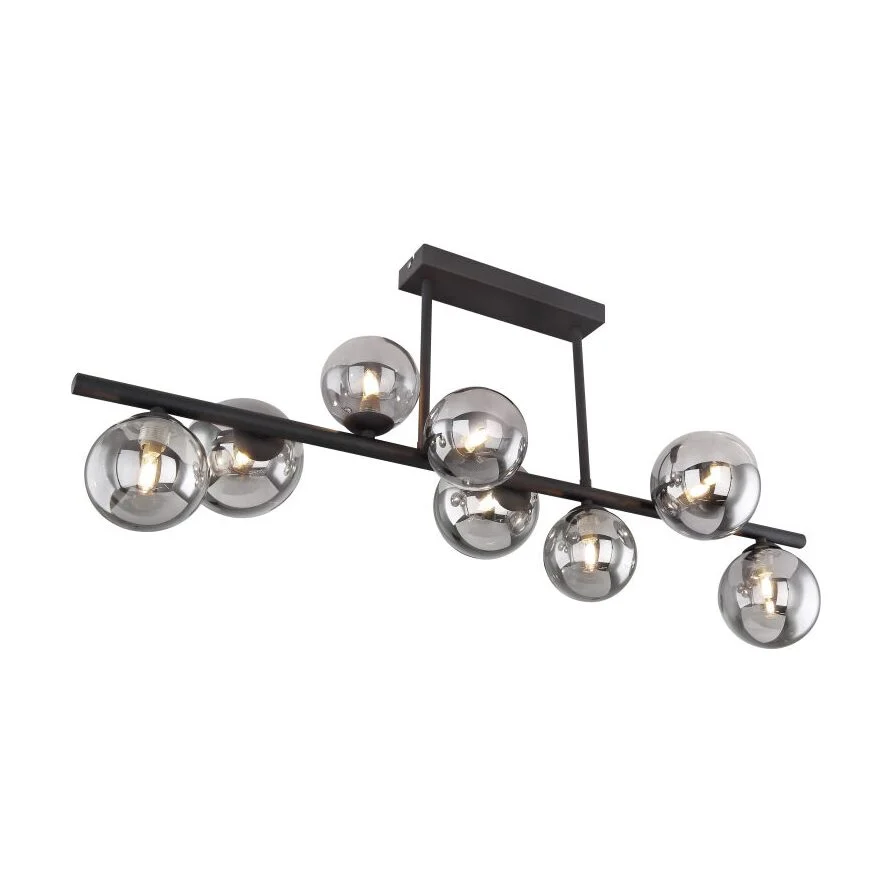 Plafoniera metal negru sticla fumurie sticla 56133-9D Riha Globo