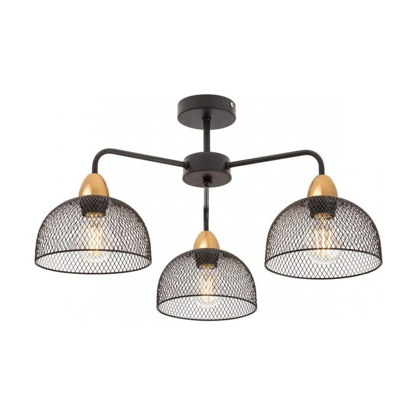 Plafoniera Tamis 01-1570, 3 x E27, negru mat + aur mat