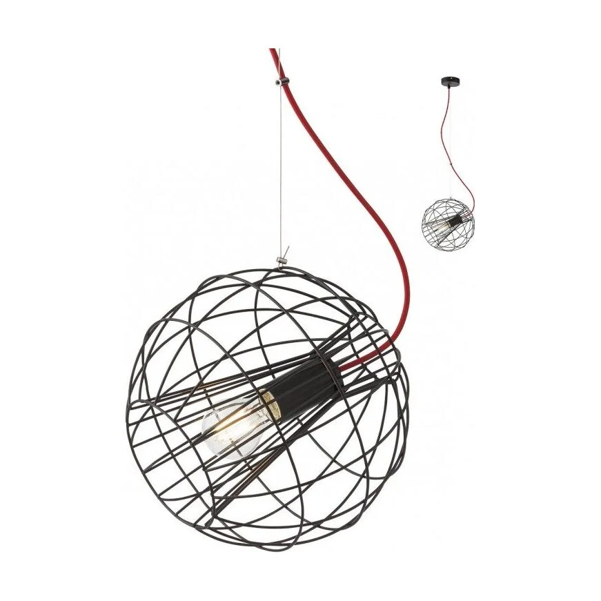 Suspensie Gallileo 01-2174, 1 x E27, neagra, cablu rosu