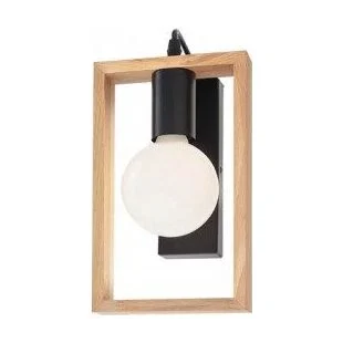 Aplica Timber 01-1663, 1 x E27, negru mat + lemn de fag natur Smarter