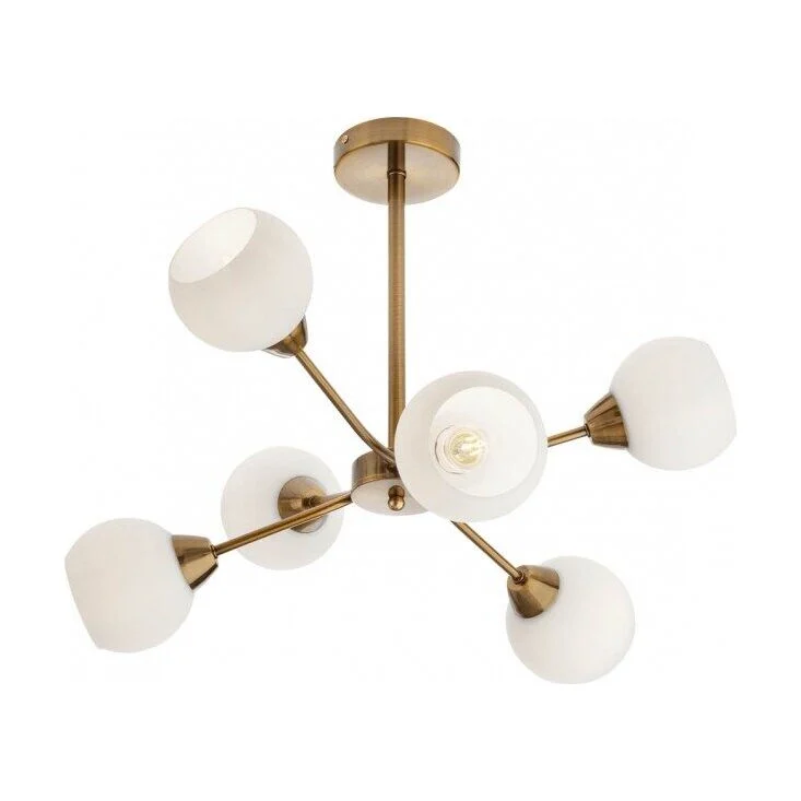 Lustra Pluri 02-976, 6 x E27, bronz antic + alb opal
