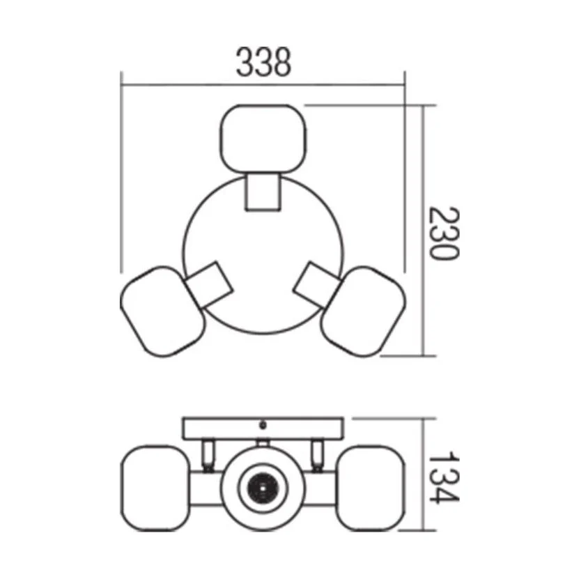 Plafoniera Amber 04-485, 3 x E14, negru + ambra