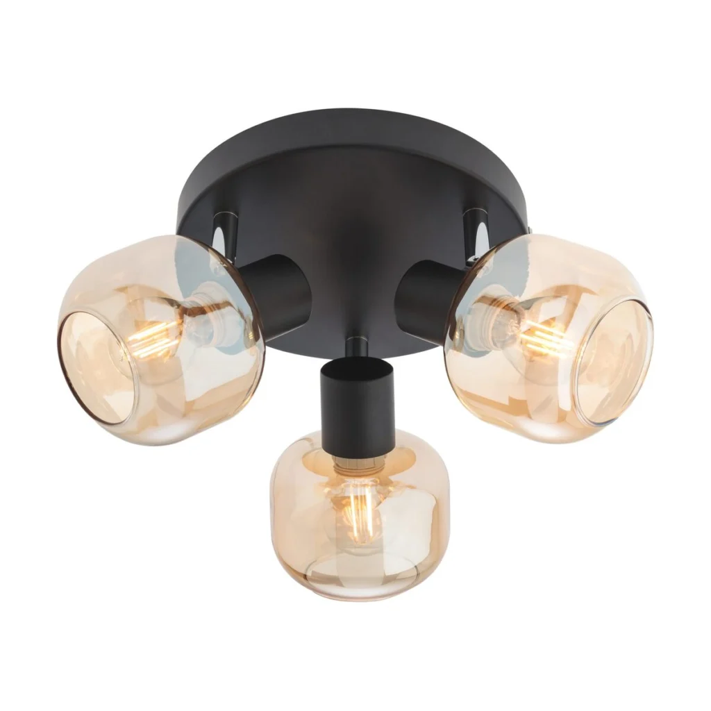 Plafoniera Amber 04-485, 3 x E14, negru + ambra