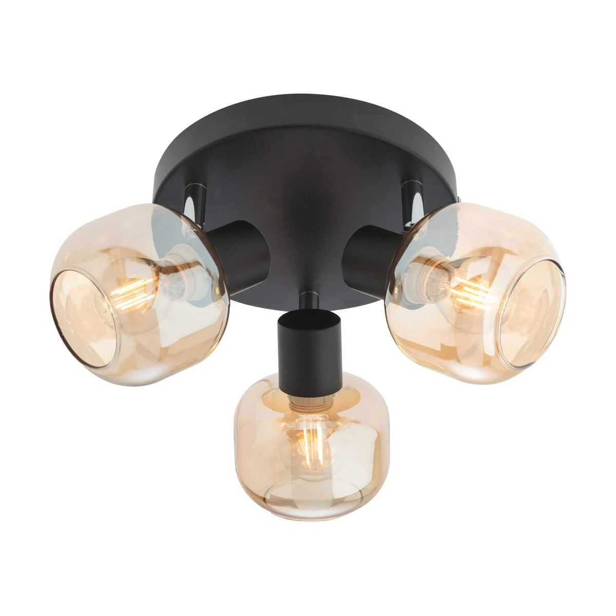 Plafoniera Amber 04-485, 3 x E14, negru + ambra
