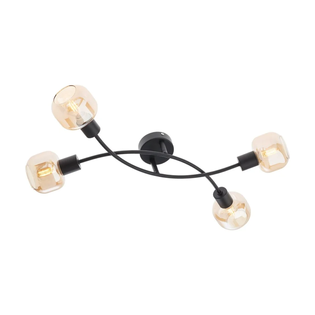 Plafoniera Amber 04-486, 4 x E14, negru + ambra