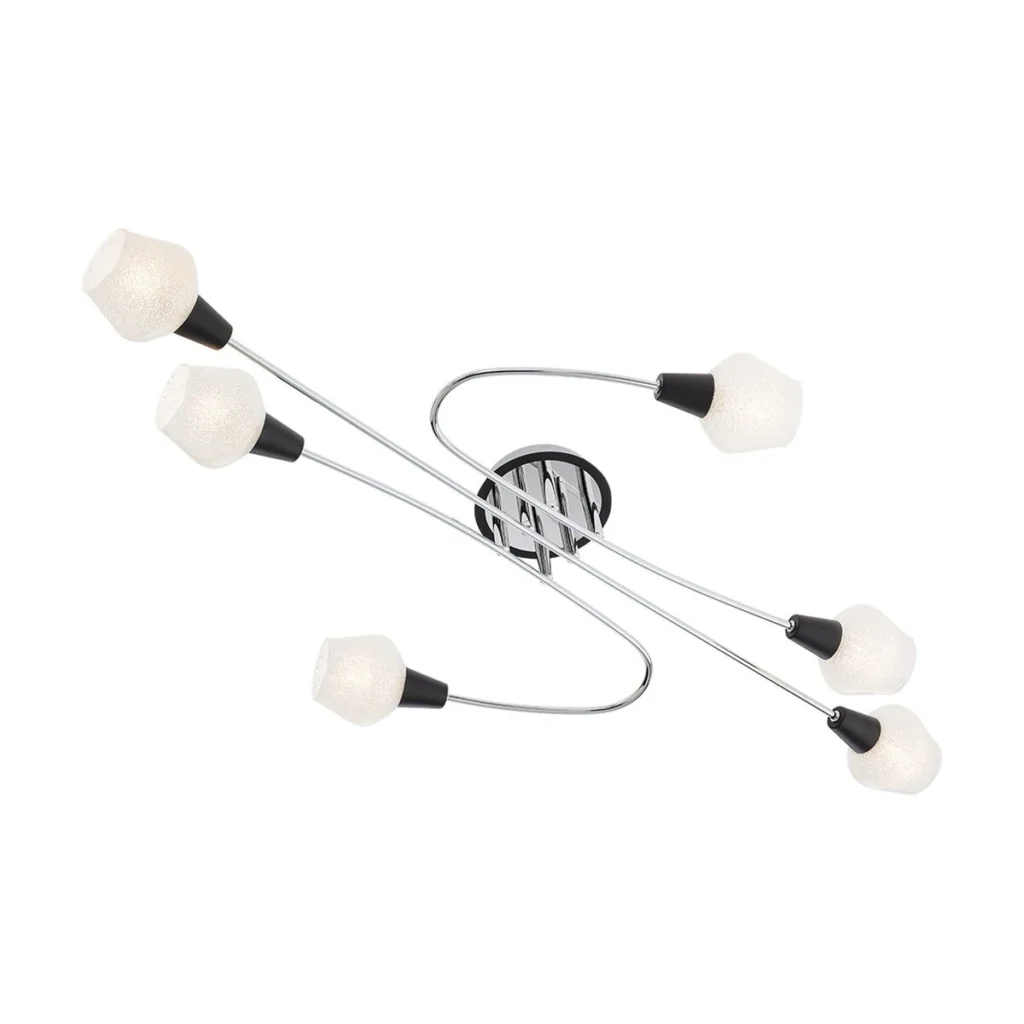 Plafoniera Clovis 04-490, 6 x E14, negru mat + crom + transparent