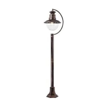 Stalp de iluminat ornamental Scott 9047, 1 x E27, H 108 cm, negru cu patina cupru, Smarter