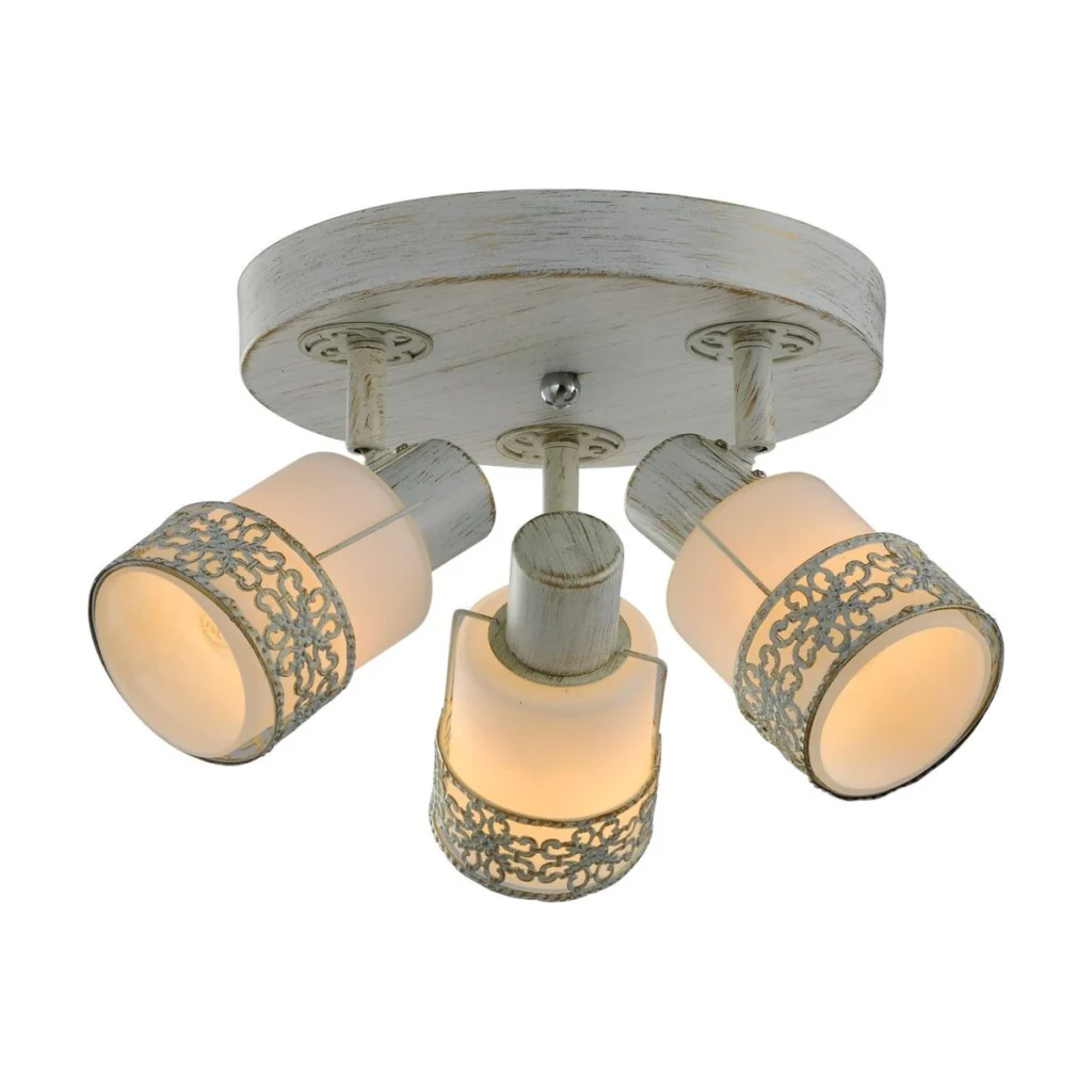 Plafoniera Romantik KL 9140, 3 x E14, alb antic + alb KLAUSEN