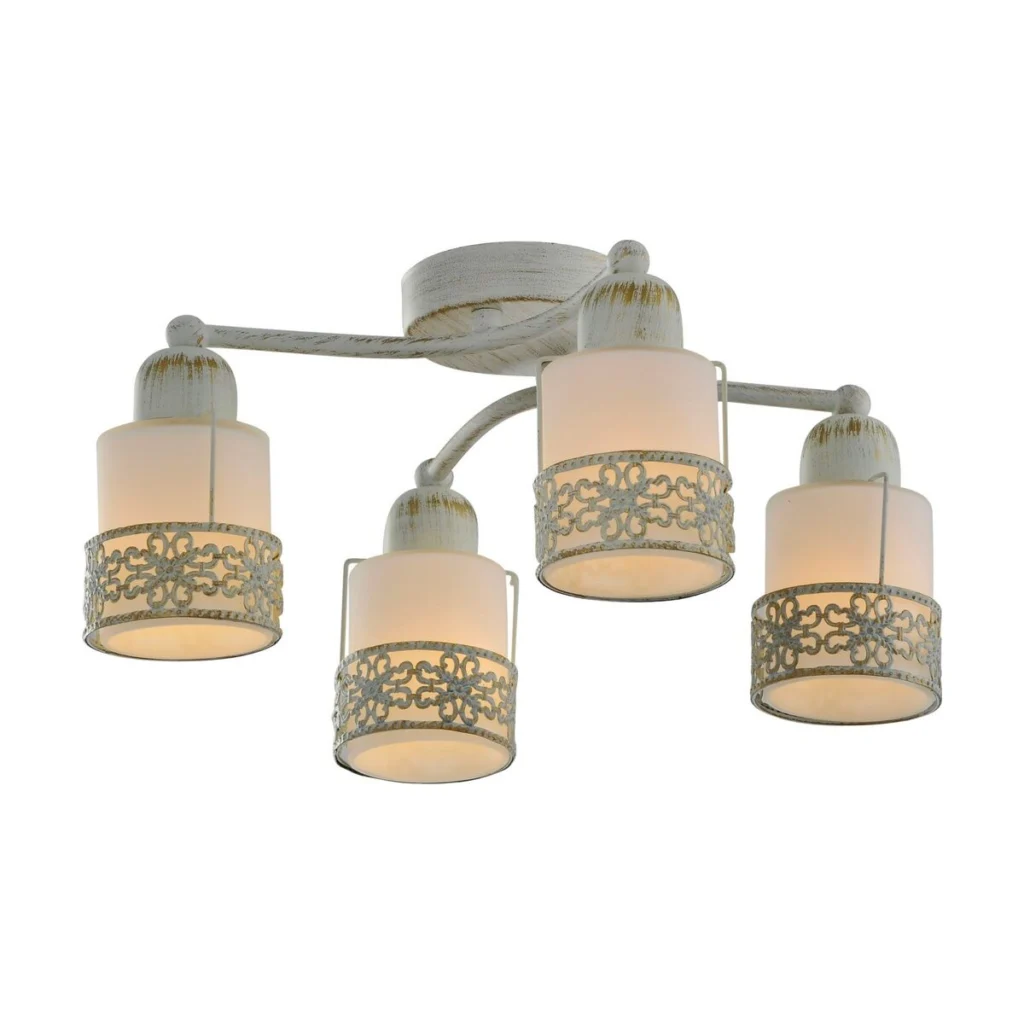 Plafoniera Romantik KL 9141, 4 x E14, alb antic + alb KLAUSEN