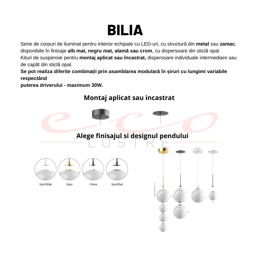 Kit de suspendare pentru montarea dispersoarelor BILIA SKBS01SBK Redo