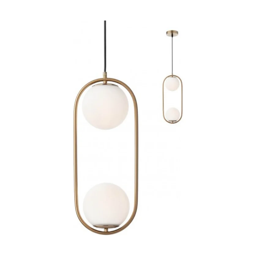 Pendul Niva modern auriu globuri alb opal 2xE14 01-2626 Smarter