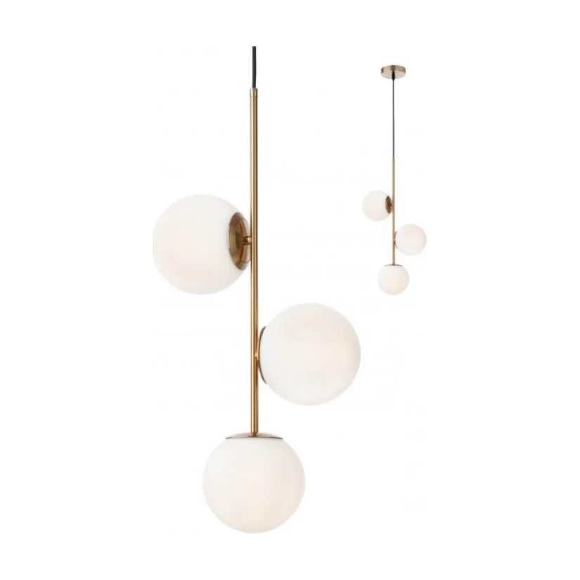 Pendul Niva modern auriu globuri alb opal 3xE14 01-2627 Smarter